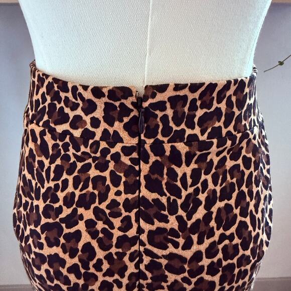 J. Crew Leopard Print Pencil Skirt 2 Animal Print High Waist Office Career Fall - Picture 4 of 8